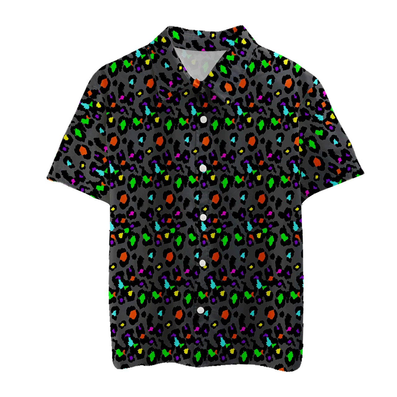 Color Leopard Print Kids Button Shirt