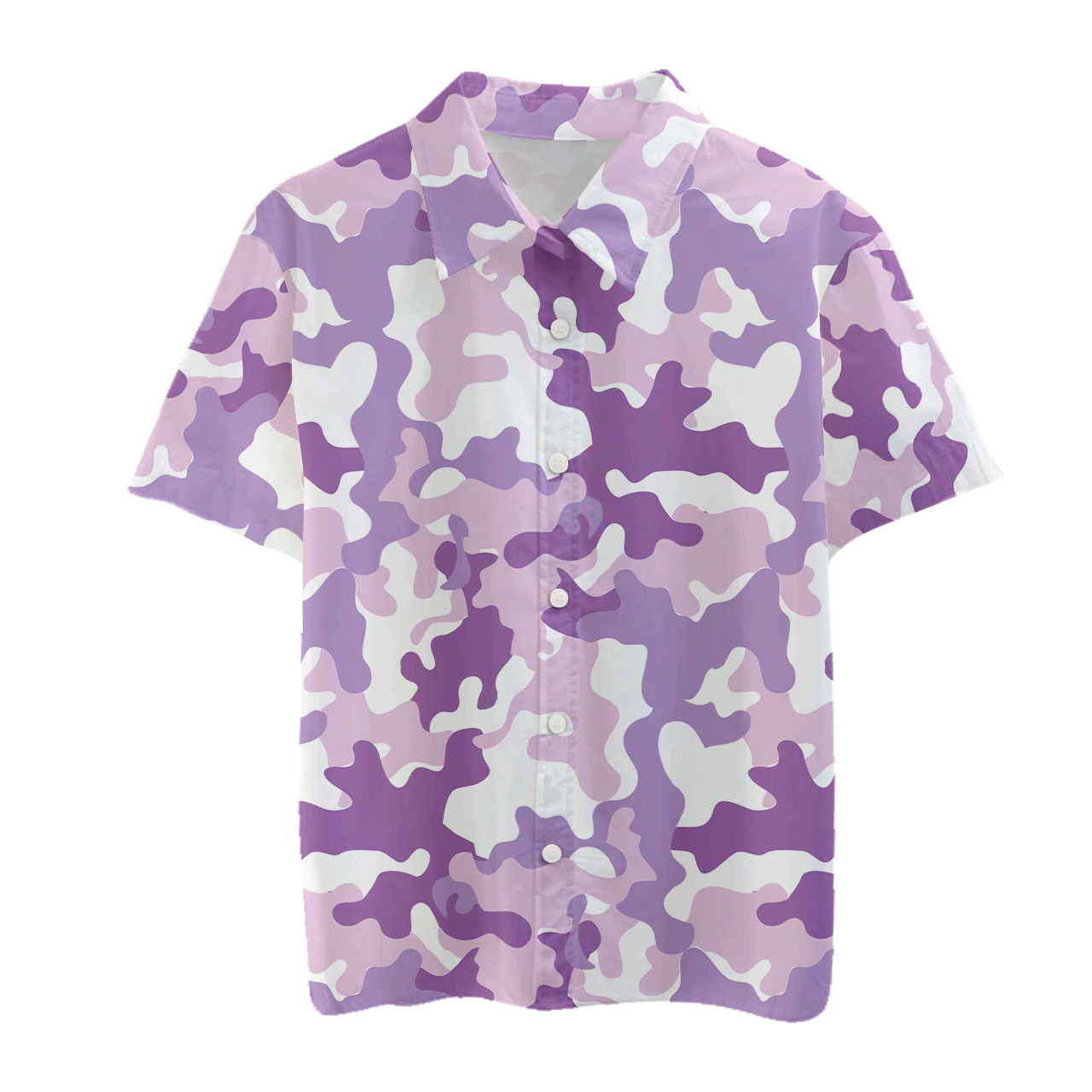 Purple Camouflage Kids Button Shirt