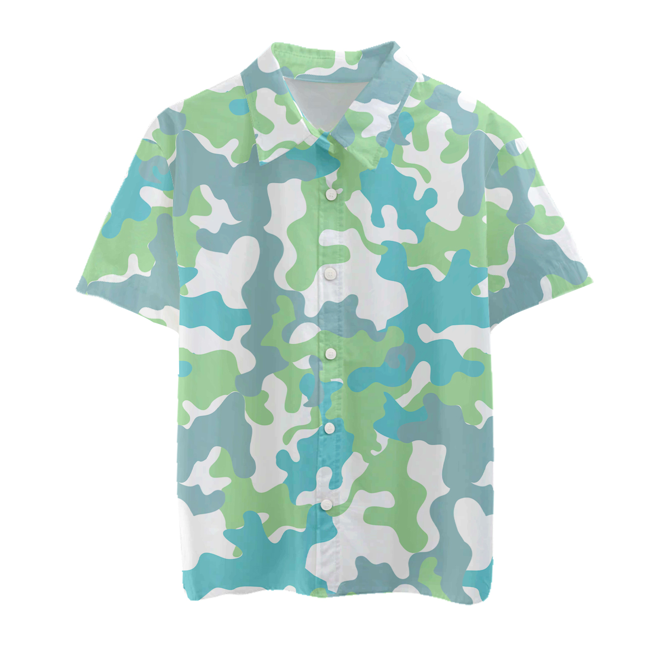 Green Camouflage Kids Button Shirt