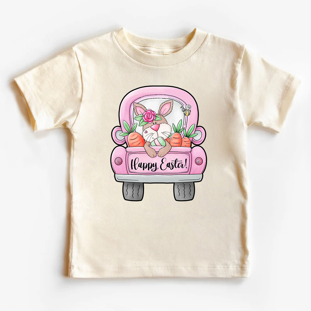 Happy Easter Bunny Heart And Truck Kids T-Shirt