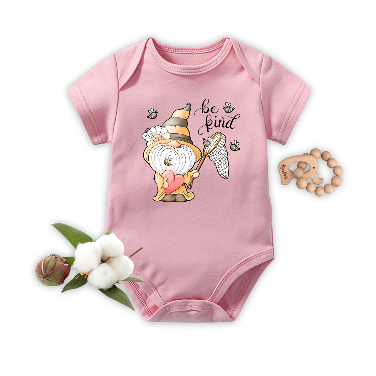 Spring Bumble Bee Gnome Baby Bodysuit