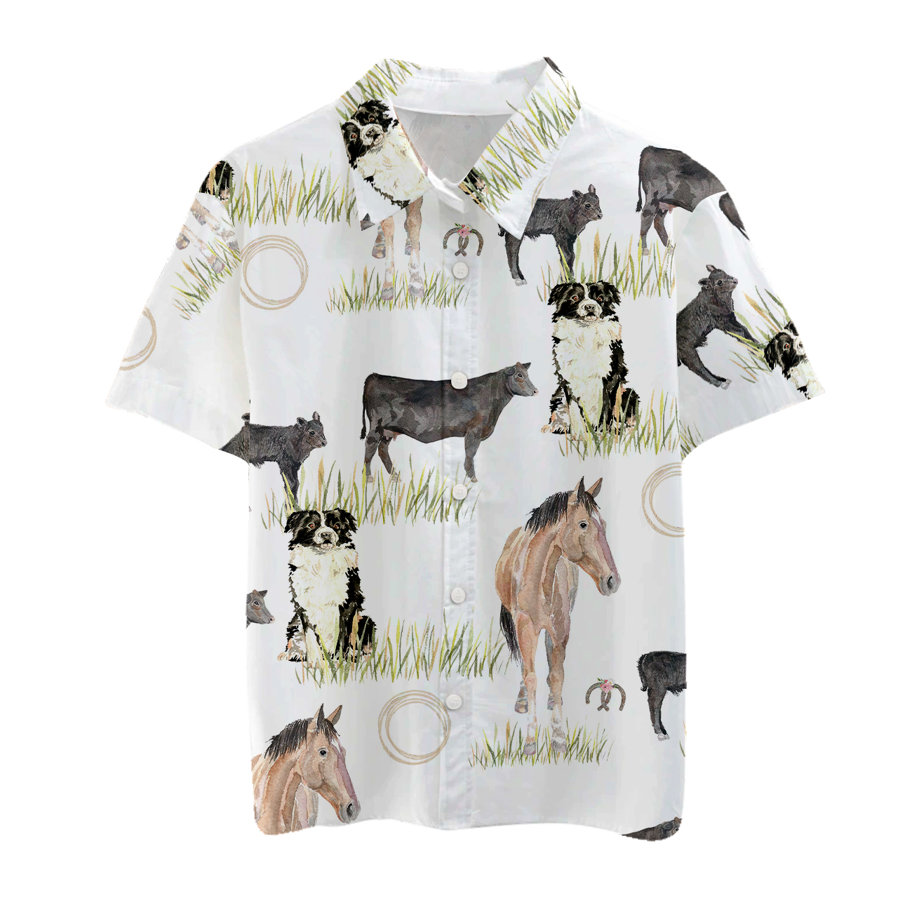 Cowboy Dog Kids Button Shirt