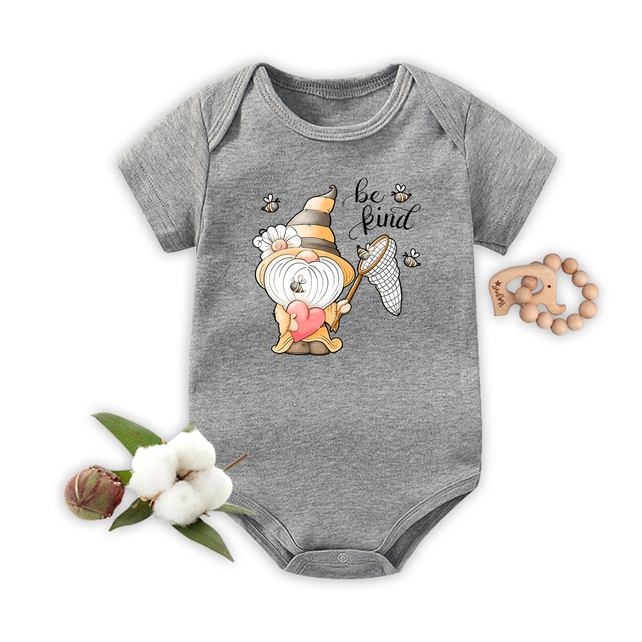 Spring Bumble Bee Gnome Baby Bodysuit
