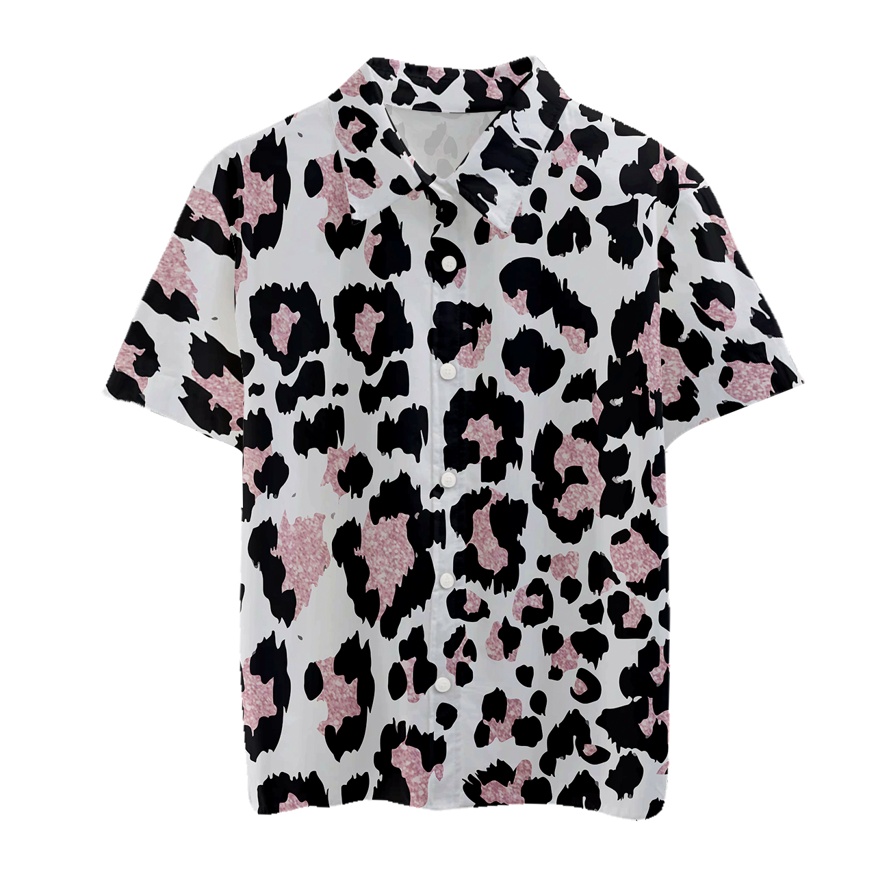 Pink Leopard Family Matching Button Shirt