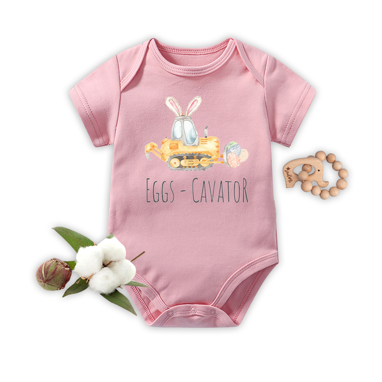Eggs-cavator Tractor Baseball Baby Bodysuit