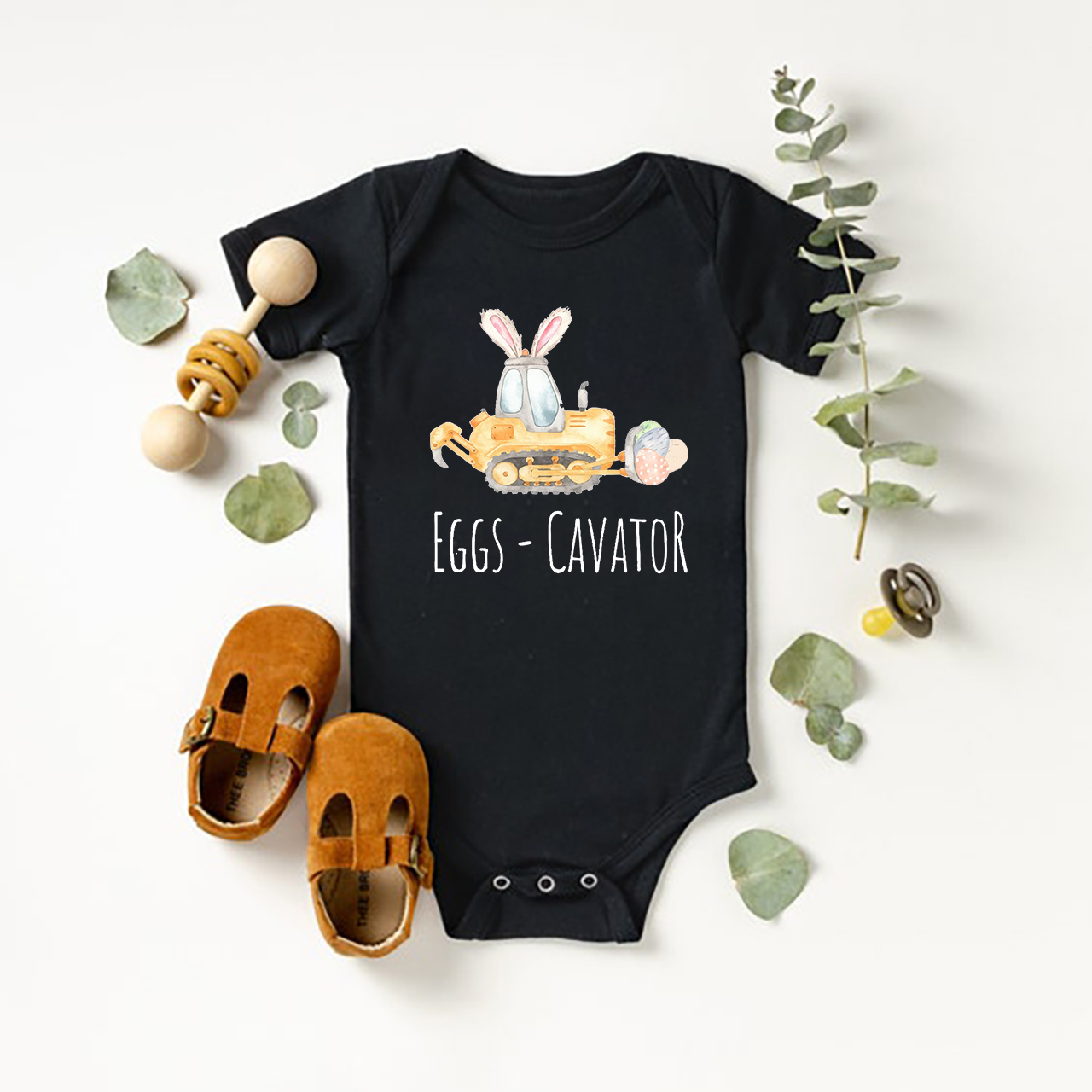 Eggs-cavator Tractor Baseball Baby Bodysuit
