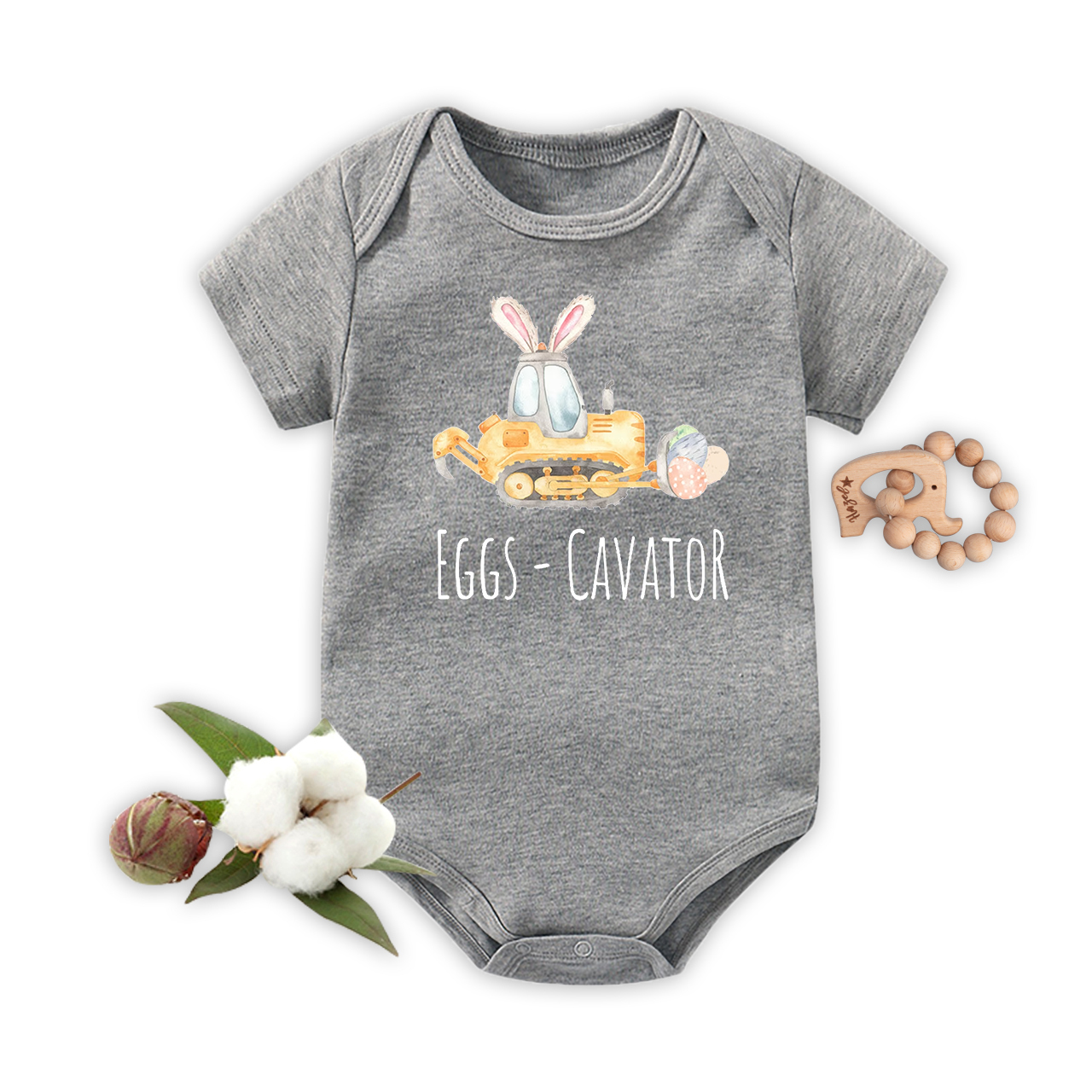 Eggs-cavator Tractor Baseball Baby Bodysuit