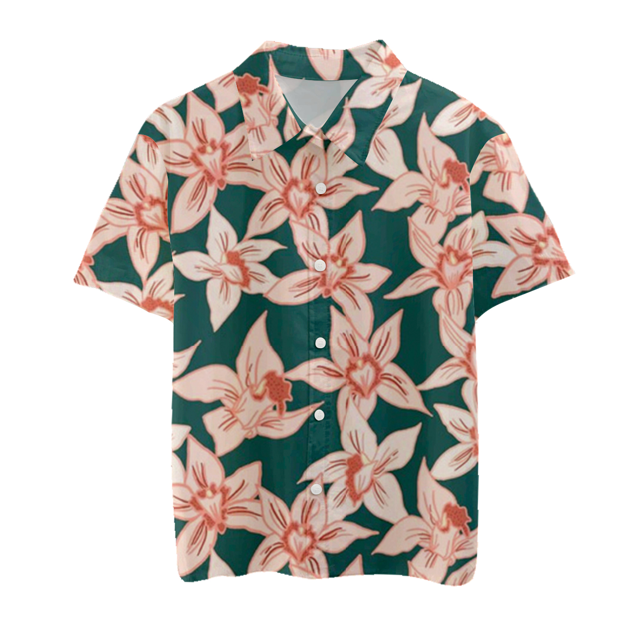 Orchids On Teal Family Matching Button Shirt