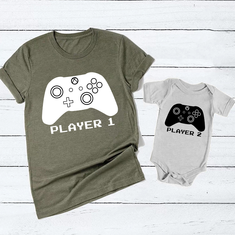 PLAYER 1 & 2 Matching Shirt For Daddy And Me