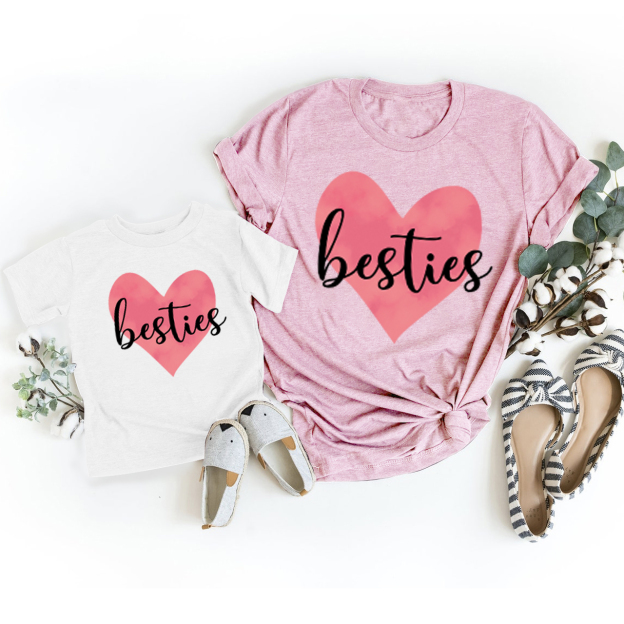 Besties Heart Matching Tees For Mom & Me