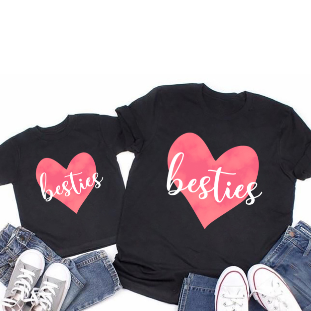 Besties Heart Matching Tees For Mom & Me