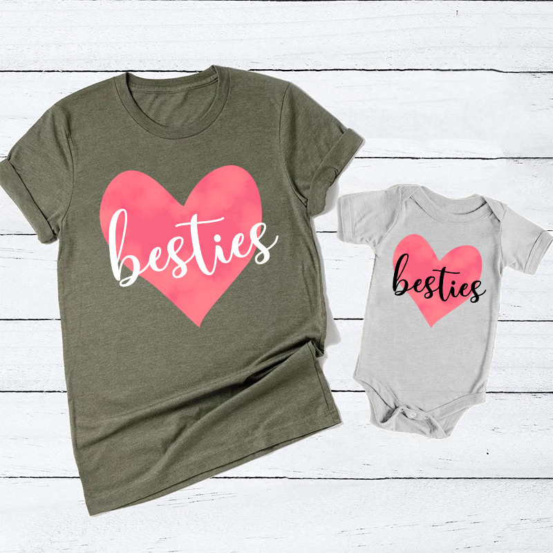 Besties Heart Matching Tees For Mom & Me