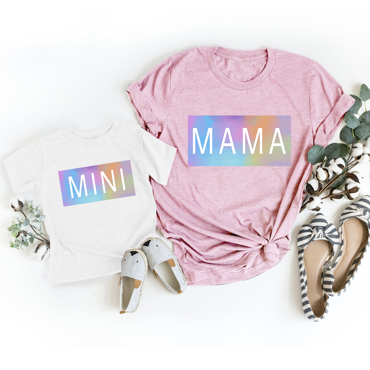 Colorful Cubes Mama Mini Matching T-Shirts For Mother's Day