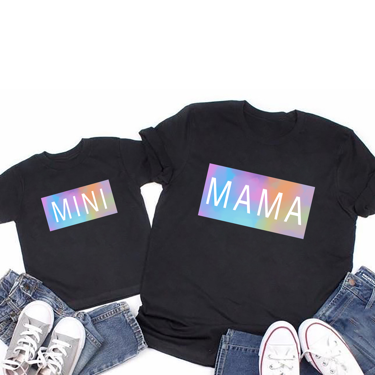 Colorful Cubes Mama Mini Matching T-Shirts For Mother's Day