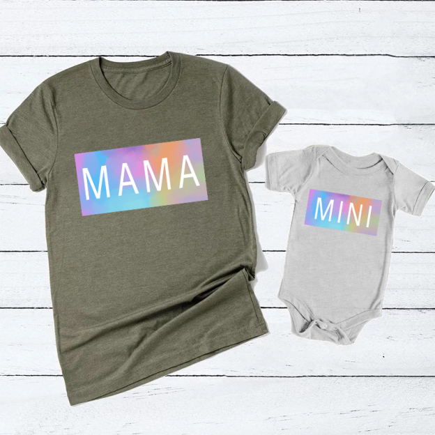 Colorful Cubes Mama Mini Matching T-Shirts For Mother's Day