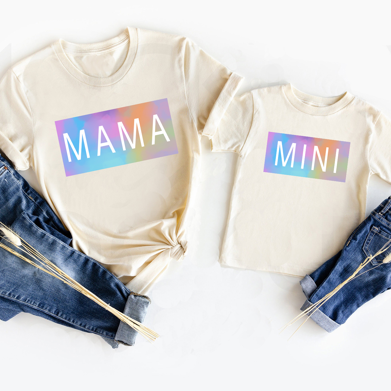 Colorful Cubes Mama Mini Matching T-Shirts For Mother's Day