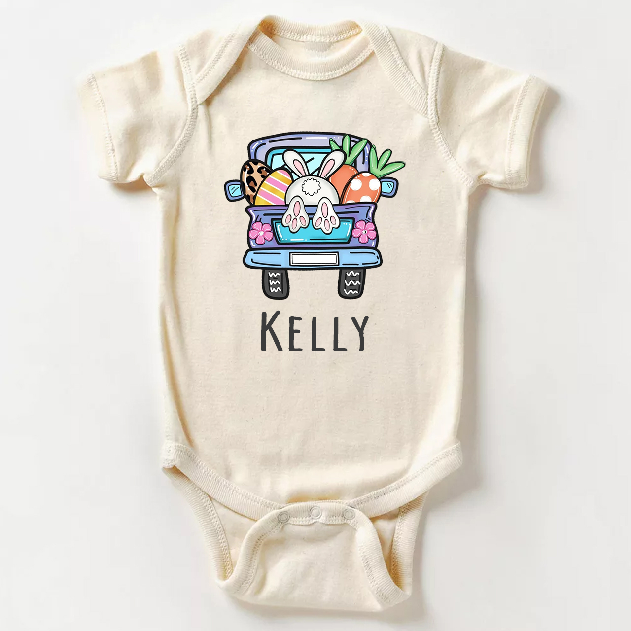 Personalized Easter truck With Baby Name Bodysuit