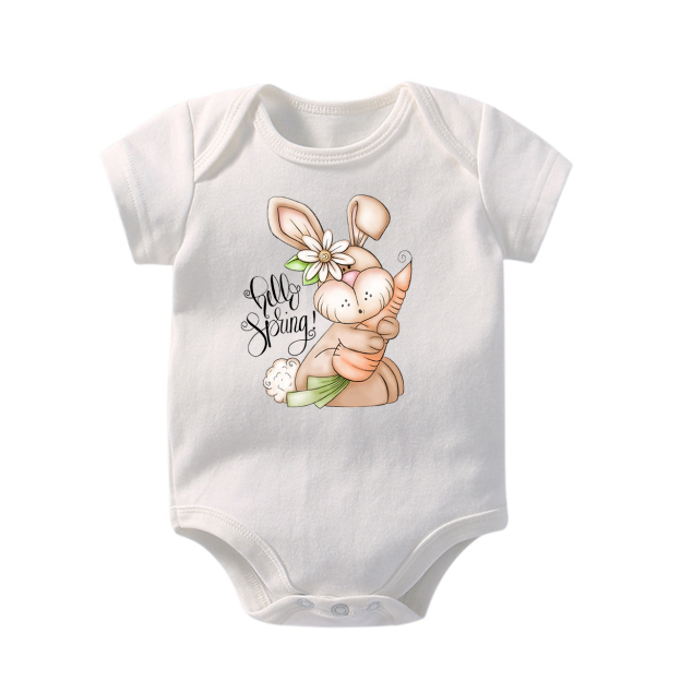 Hello Spring Bunny Rabbit Baby Bodysuit