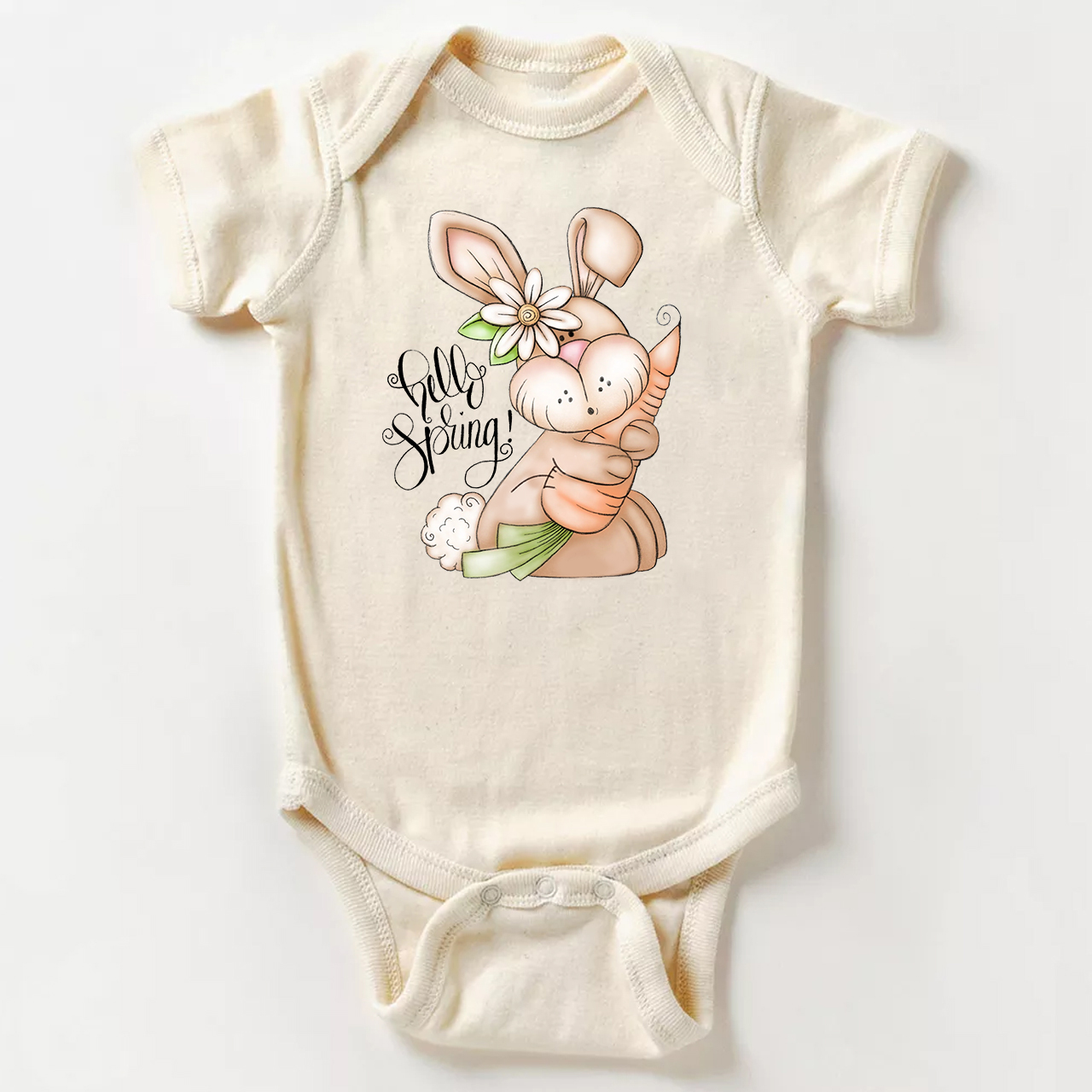 Hello Spring Bunny Rabbit Baby Bodysuit