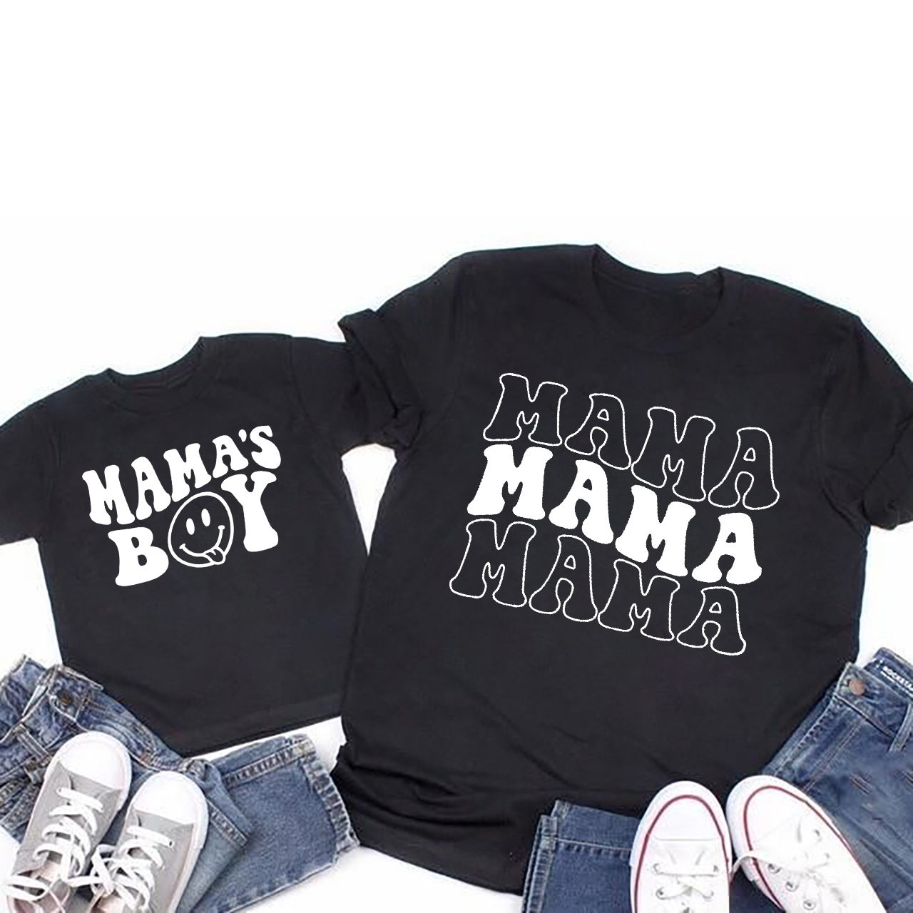 Mother's Day Gift Matching T-Shirt MAMA BOY GIRL