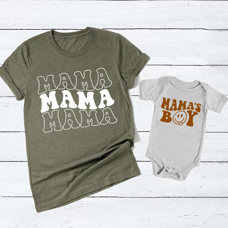 Mother's Day Gift Matching T-Shirt MAMA BOY GIRL