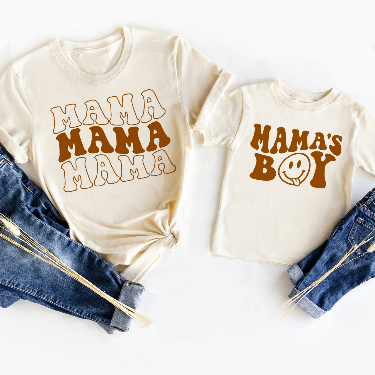 Mother's Day Gift Matching T-Shirt MAMA BOY GIRL