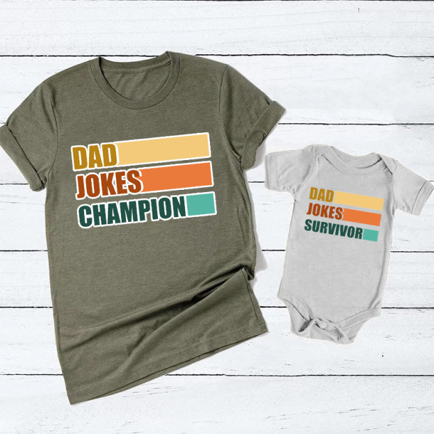 Dad Jokes Matching Tees For Dad & Me