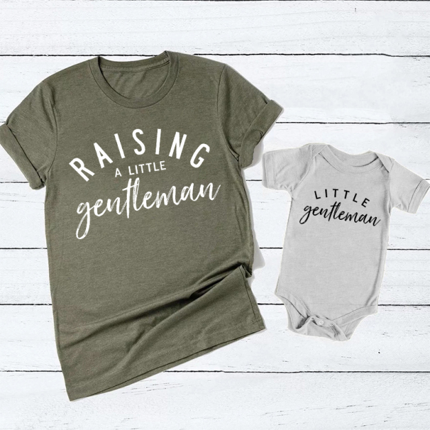 Raising A Little Gentleman-Mother's Day Matching T-Shirts