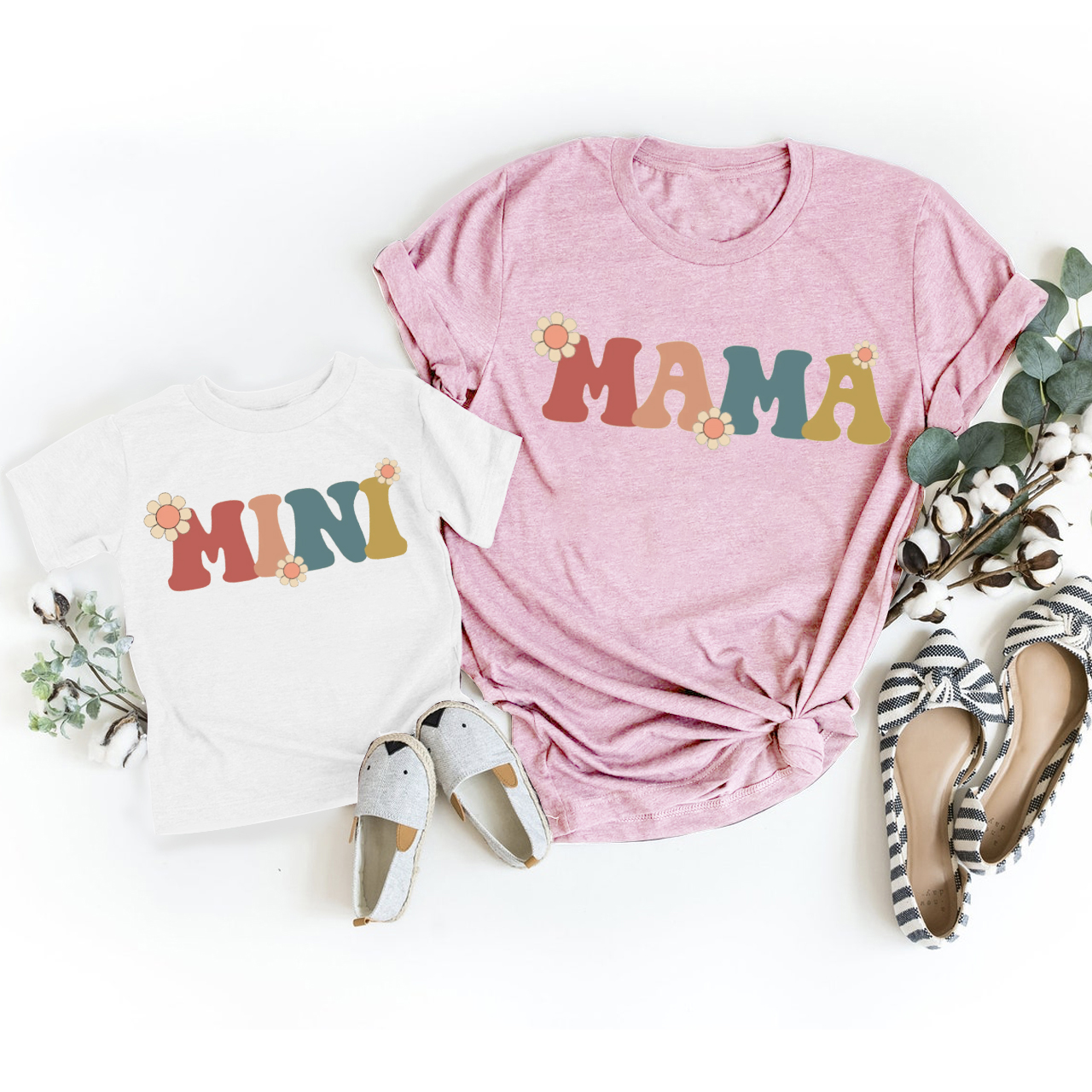 Florals MAMA and MINI-Mother's Day Gift T-Shirts For Mom & Kids