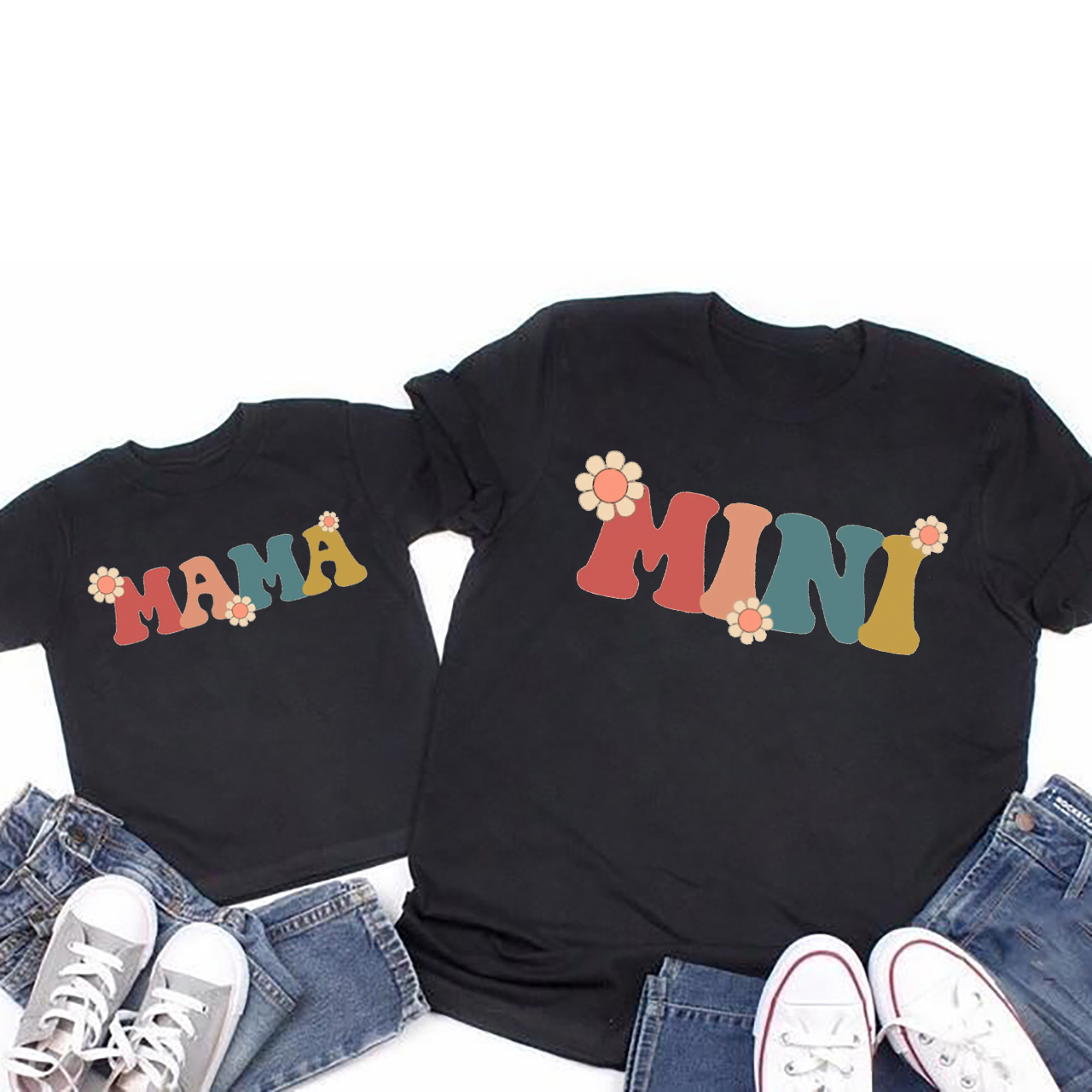 Florals MAMA and MINI-Mother's Day Gift T-Shirts For Mom & Kids