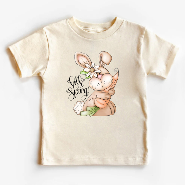 Hello Spring Bunny Rabbit Kids T-Shirt