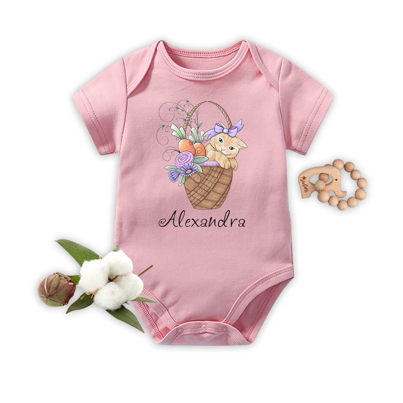 Kitten In A Spring Basket Baby Bodysuit
