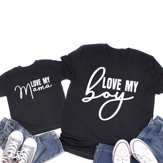 Love My Mama Mother's Day Matching T-Shirts For Mom & Kids