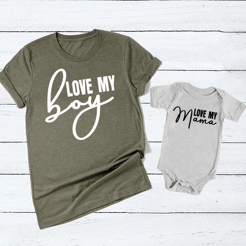 Love My Mama Mother's Day Matching T-Shirts For Mom & Kids