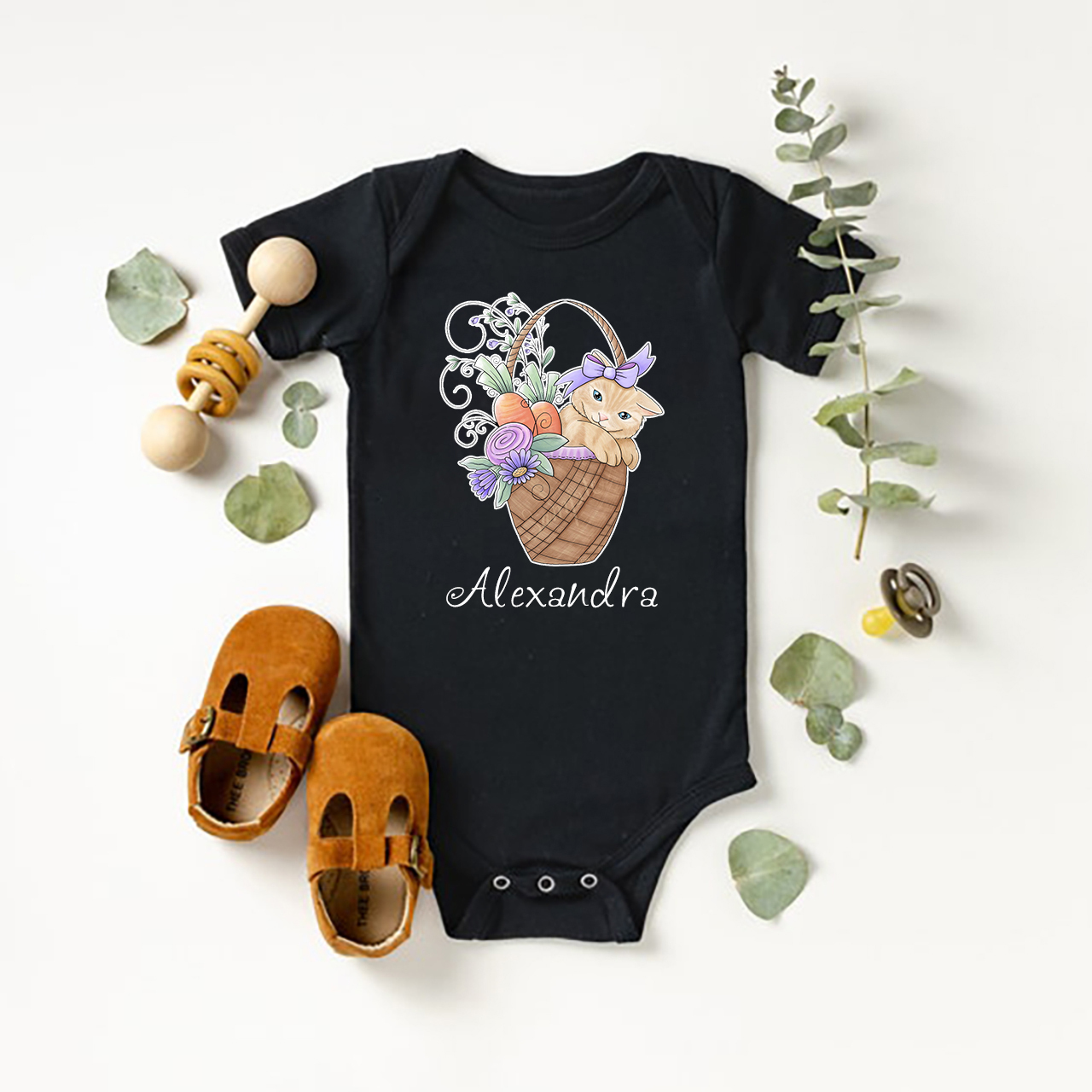 Kitten In A Spring Basket Baby Bodysuit