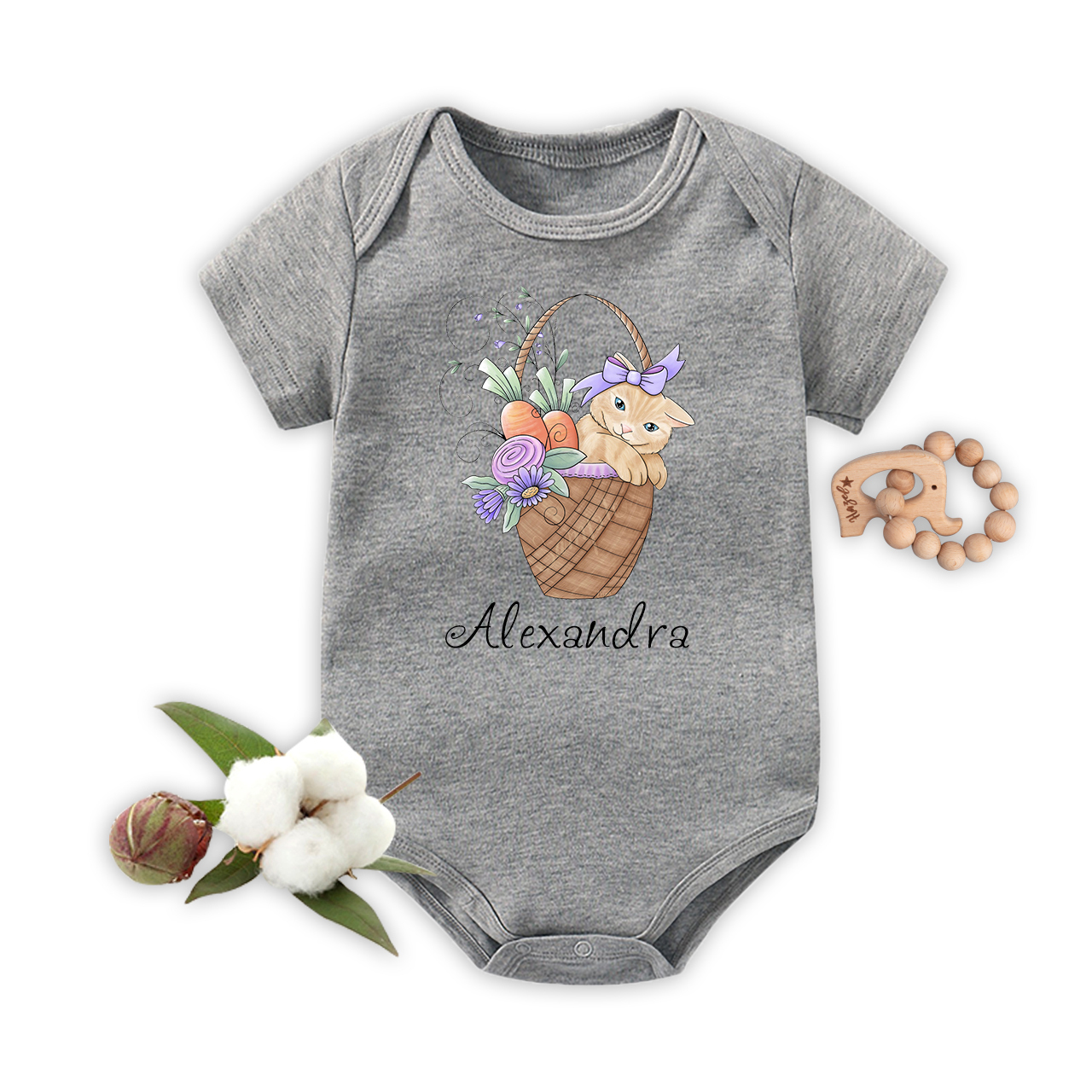Kitten In A Spring Basket Baby Bodysuit