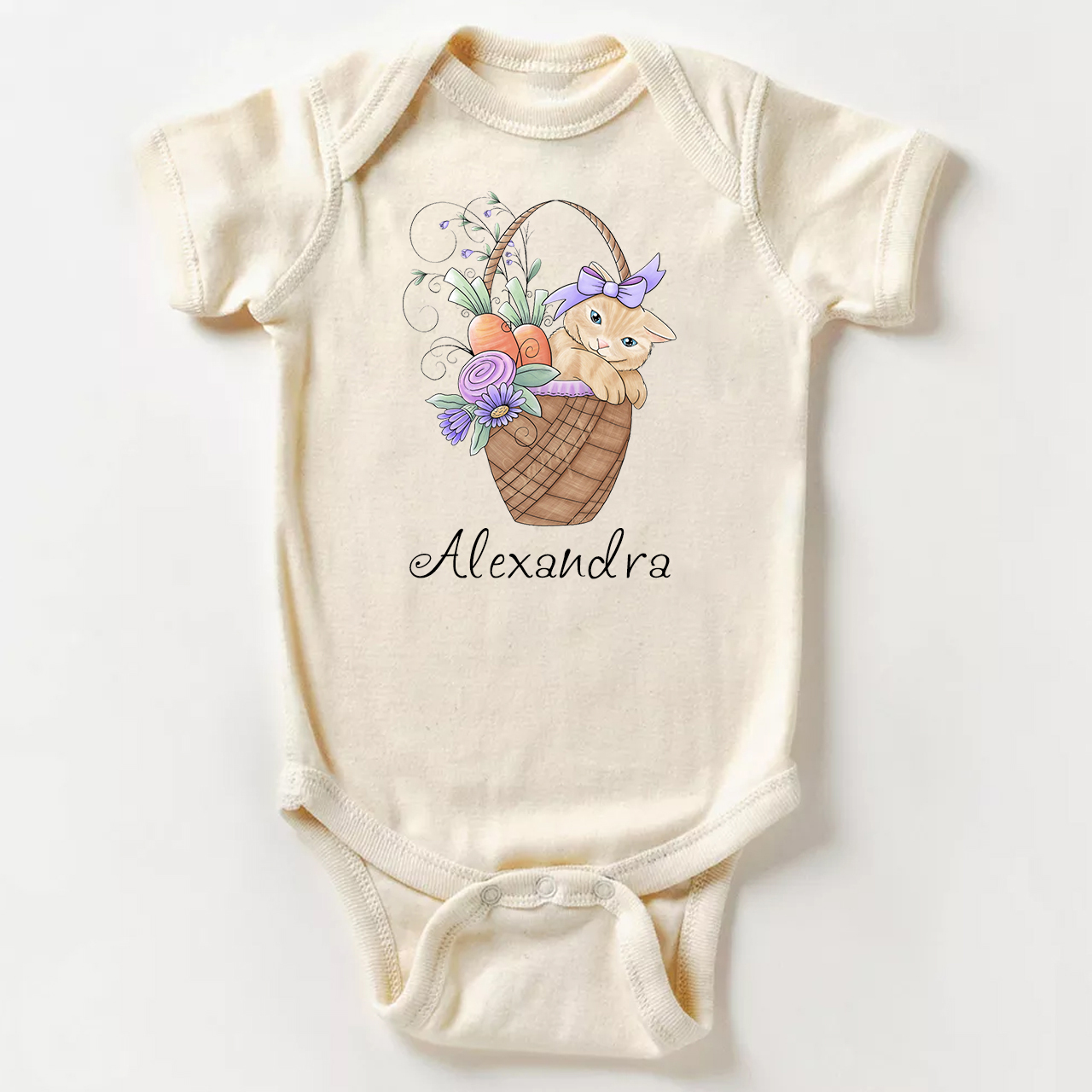 Kitten In A Spring Basket Baby Bodysuit