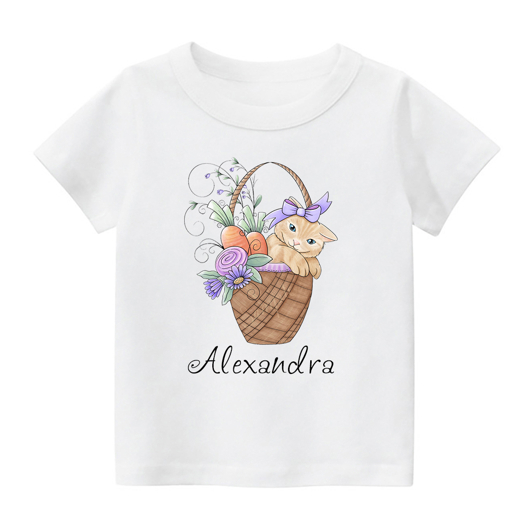 Kitten In A Spring Basket Kids T-Shirt