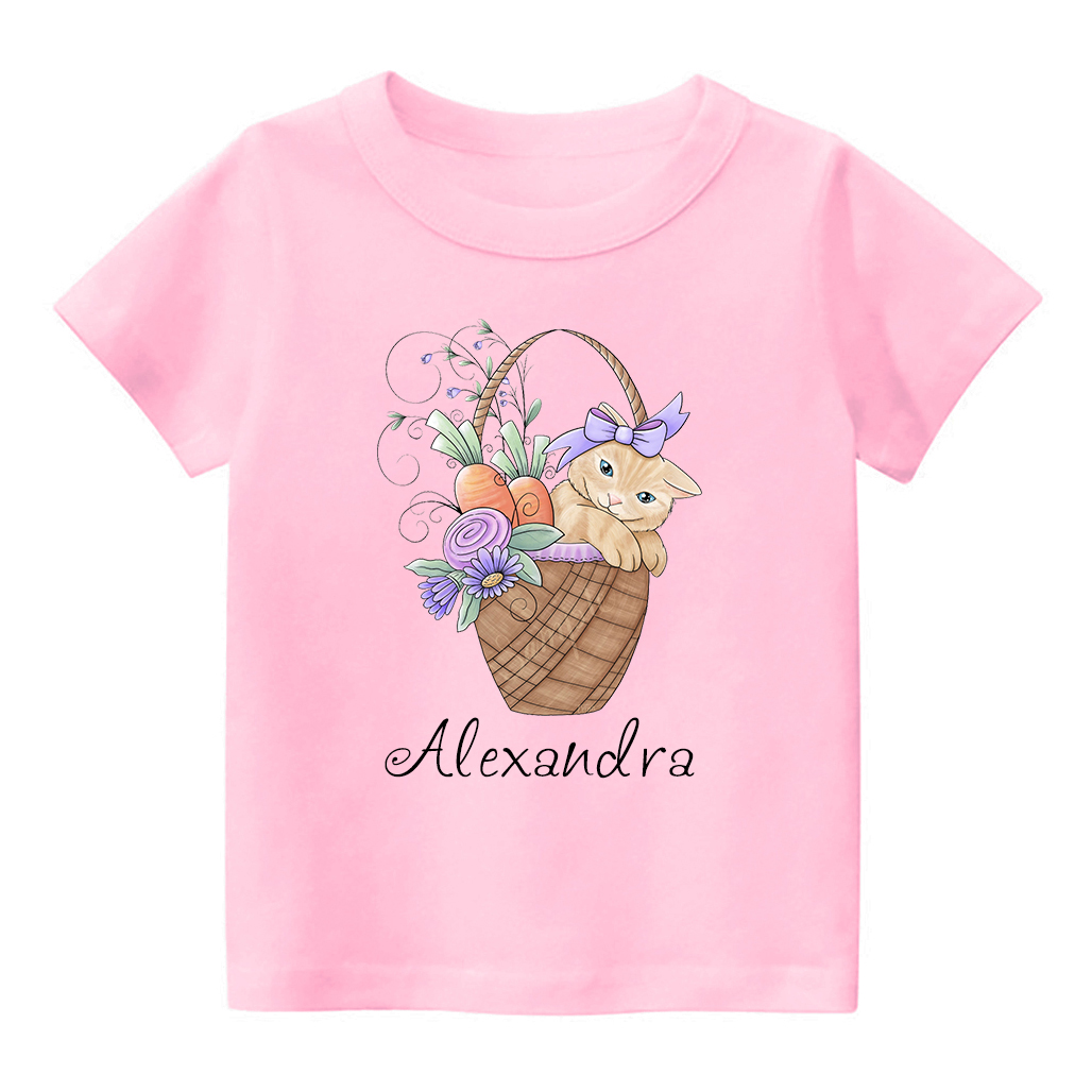 Kitten In A Spring Basket Kids T-Shirt