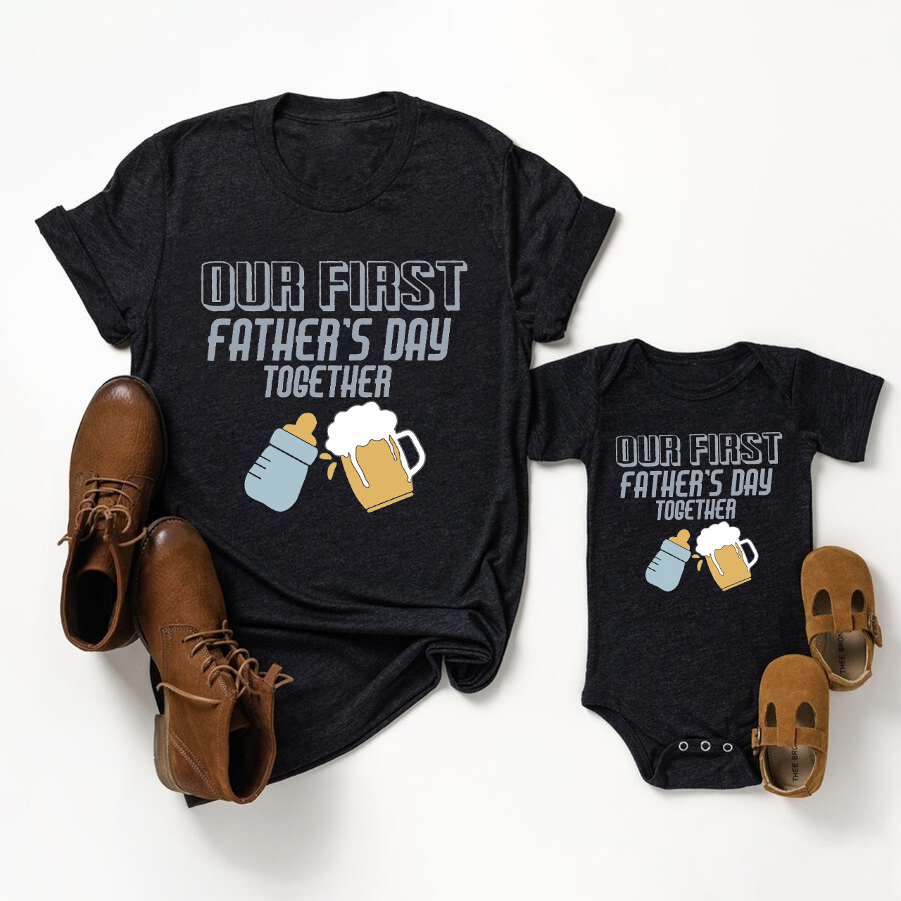 Milk Beer Father's Day Matching Tees Gift For Dad & Kids