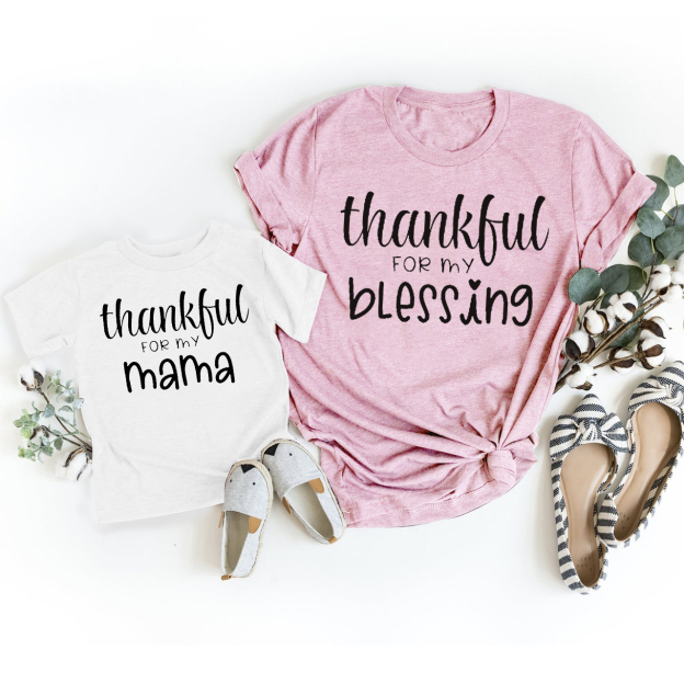 Thankful For My Blessing Mother's Day Matching T-Shirts For Mom&Kids