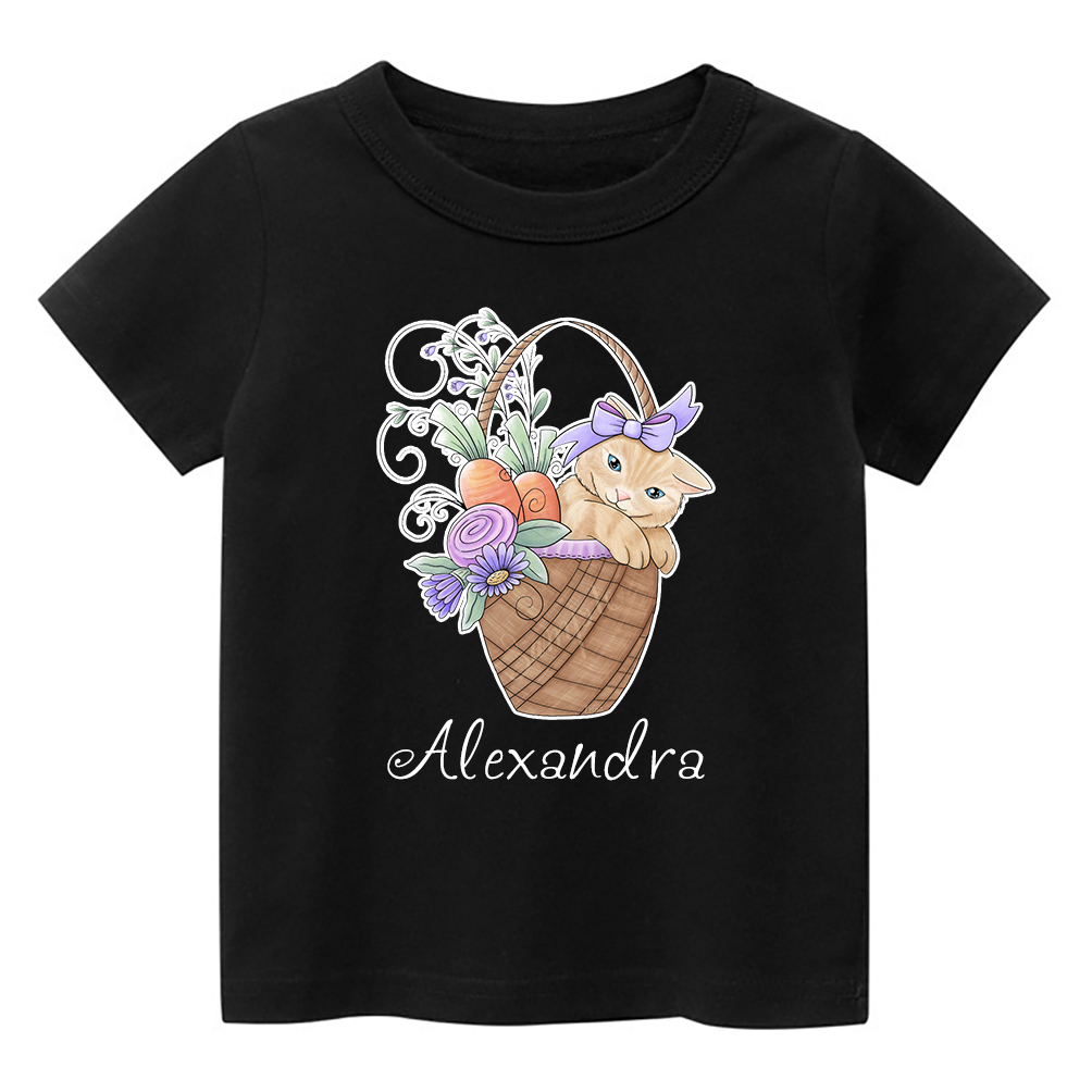 Kitten In A Spring Basket Kids T-Shirt