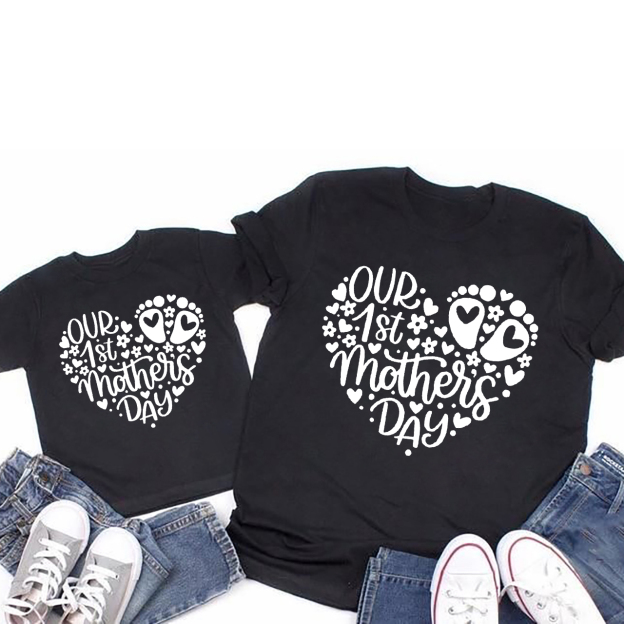 Our First Mother's Day With Heart Matching T-Shirts