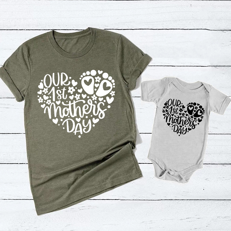 Our First Mother's Day With Heart Matching T-Shirts