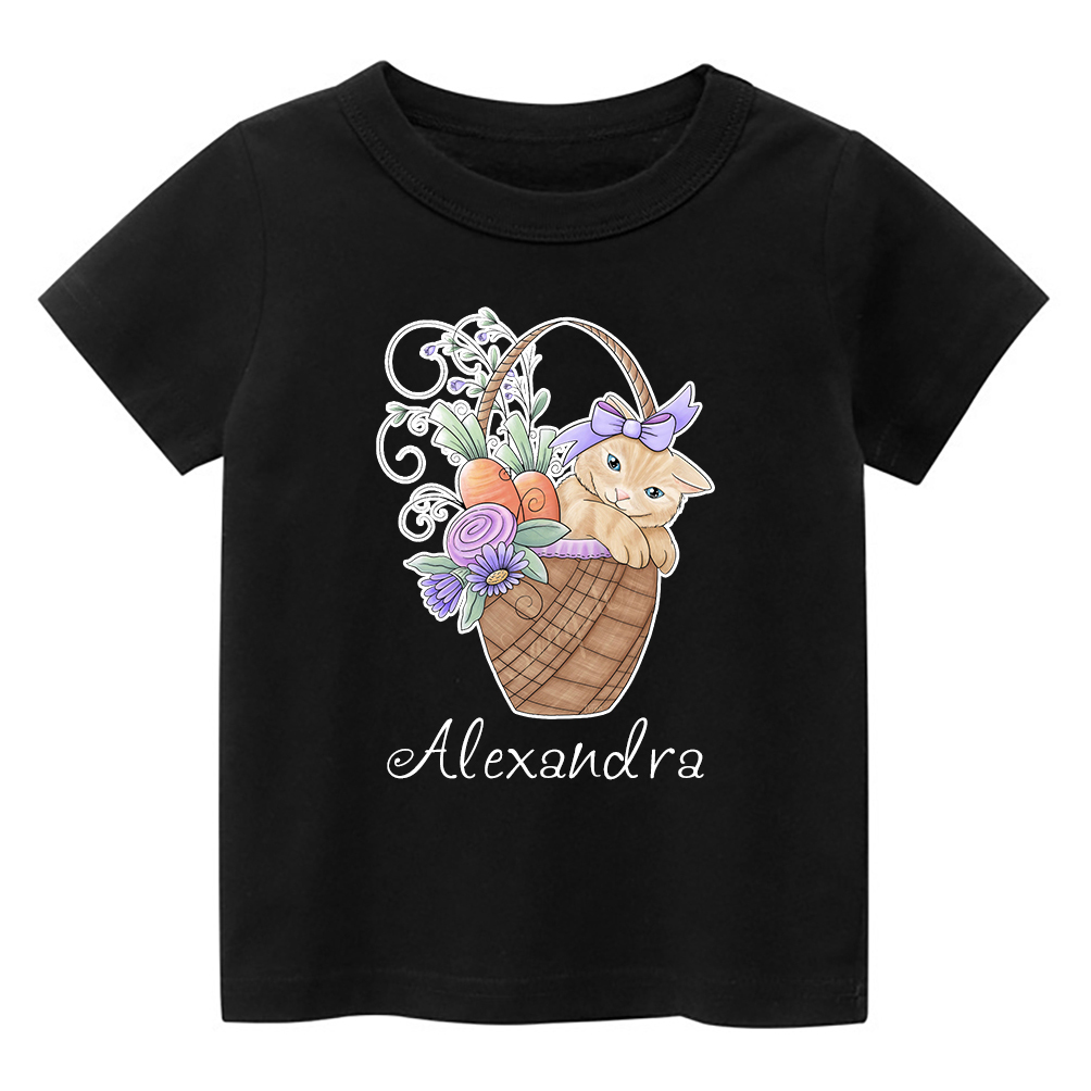 Kitten In A Spring Basket Kids T-Shirt