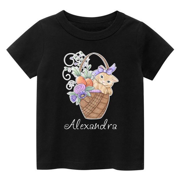 Kitten In A Spring Basket Kids T-Shirt