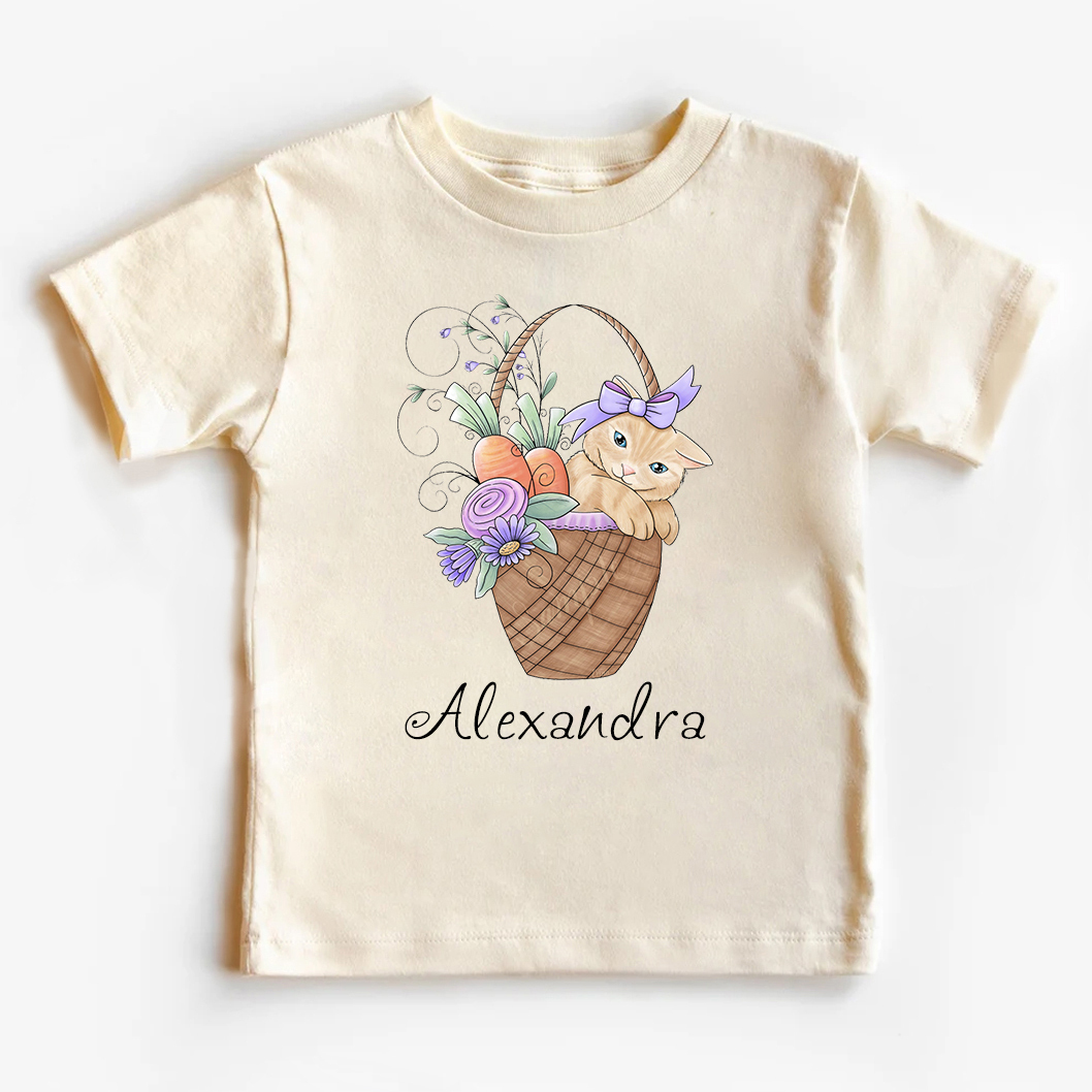 Kitten In A Spring Basket Kids T-Shirt