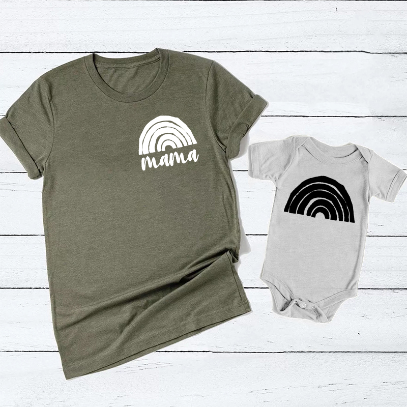 Mother's Day Gift Matching T-Shirt-White Rainbow