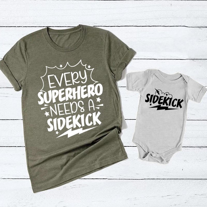 Every Superhero Needs A Sidekick Matching Tees For Dad & Me