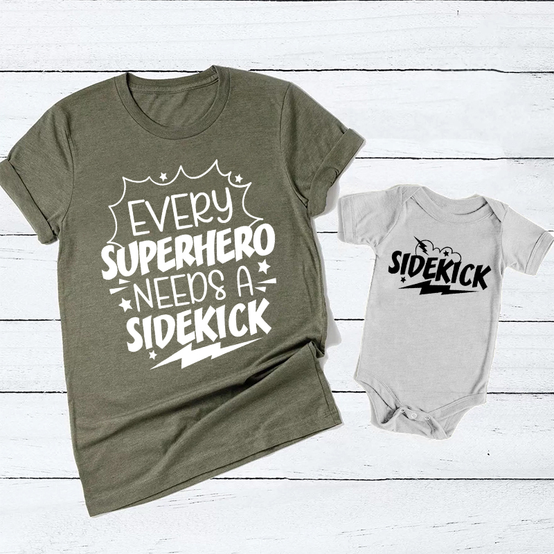 Every Superhero Needs A Sidekick Matching Tees For Dad & Me